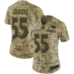 Nike Ravens #55 Terrell Suggs Camo Women Stitched NFL Limited 2018 Salute to Service Jersey