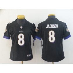 Nike Ravens 8 LaMar Jackson Black Women Vapor Untouchable Limited Jersey