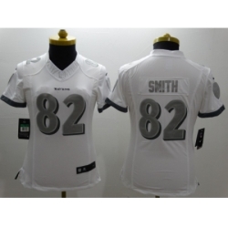 Nike Women Baltimore Ravens #82 Torrey Smith Platinum White Jerseys