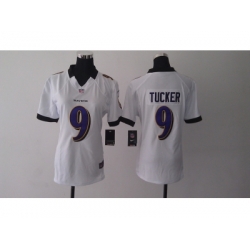 Nike Women Baltimore Ravens #9 Tucker white jerseys