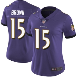 Ravens 15 Marquise Brown Purple Team Color Women Stitched Football Vapor Untouchable Limited Jersey