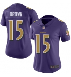 Ravens 15 Marquise Brown Purple Women Stitched Football Limited Rush Jersey