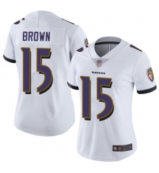 Ravens 15 Marquise Brown White Women Stitched Football Vapor Untouchable Limited Jersey