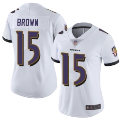 Ravens 15 Marquise Brown White Women Stitched Football Vapor Untouchable Limited Jersey