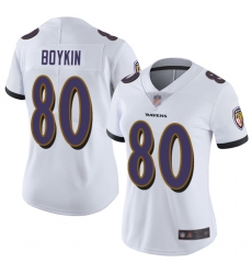 Ravens 80 Miles Boykin White Women Stitched Football Vapor Untouchable Limited Jersey