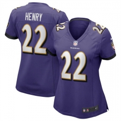 Women Baltimore Ravens 22 Derrick Henry Purple Football Jersey