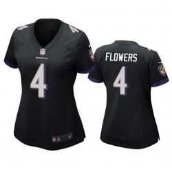 Women Baltimore Ravens 4 Zay Flowers Black Football Jersey