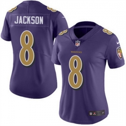 Women Baltimore Ravens 8 Lamar Jackson Purple Color Rush Limited NFL Jersey