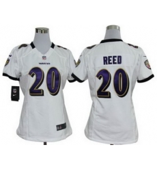 Women Nike Baltimore Ravens #20 Ed Reed White Nike NFL Jerseys