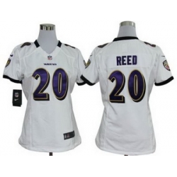 Women Nike Baltimore Ravens #20 Ed Reed White Nike NFL Jerseys