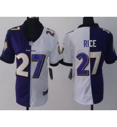 Women Nike Baltimore Ravens #27 Ray Rice Purple White Split NFL Jerseys