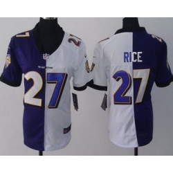 Women Nike Baltimore Ravens #27 Ray Rice Purple White Split NFL Jerseys