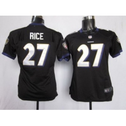 Women Nike Baltimore Ravens 27 Rice Black Nike NFL Jerseys