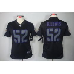 Women Nike Baltimore Ravens 52# R.Lewis Black Jerseys[Impact Limited]