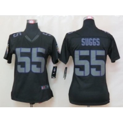 Women Nike Baltimore Ravens 55 Terrell Suggs Limited Black Impact NFL Jersey