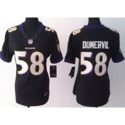 Women Nike Baltimore Ravens 58 Elvis Dumervil Black LIMITED Jerseys