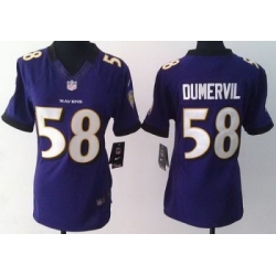 Women Nike Baltimore Ravens 58 Elvis Dumervil Purple LIMITED Jerseys