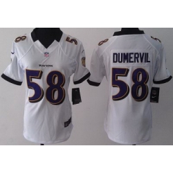 Women Nike Baltimore Ravens 58 Elvis Dumervil White LIMITED Jerseys