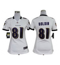 Women Nike Baltimore Ravens 81 Anquan Boldin White Nike NFL Jerseys