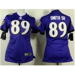 Women Nike Baltimore Ravens 89 Steve Smith Sr Purple Team Color Stitched NFL Jersey