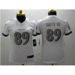 Women Nike Ravens #89 Steve Smith Sr White Stitched NFL Limited Platinum Jersey