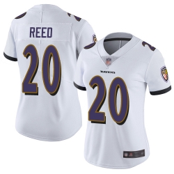 Women Ravens 20 Ed Reed White Stitched Football Vapor Untouchable Limited Jersey