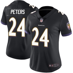 Women Ravens 24 Marcus Peters Black Alternate Stitched Football Vapor Untouchable Limited Jersey