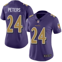 Women Ravens 24 Marcus Peters Purple Stitched Football Limited Rush Jersey
