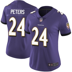 Women Ravens 24 Marcus Peters Purple Team Color Stitched Football Vapor Untouchable Limited Jersey