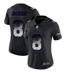 Women Ravens 8 Lamar Jackson Black Stitched Football Vapor Untouchable Limited Smoke Fashion Jersey
