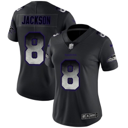 Women Ravens 8 Lamar Jackson Black Stitched Football Vapor Untouchable Limited Smoke Fashion Jersey