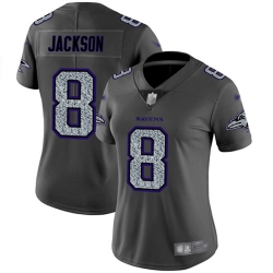 Women Ravens 8 Lamar Jackson Gray Static Stitched Football Vapor Untouchable Limited Jersey