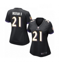 Womens Baltimore Ravens 21 Mark Ingram II Game Black Alternate Football Jersey