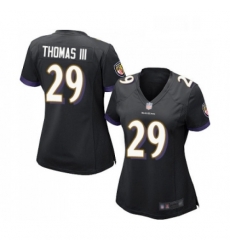 Womens Baltimore Ravens 29 Earl Thomas III Game Black Alternate Football Jersey