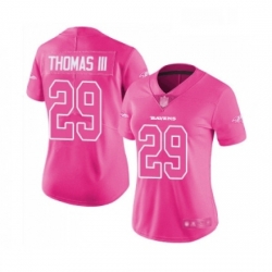 Womens Baltimore Ravens 29 Earl Thomas III Limited Pink Rush Fashion Football Jersey