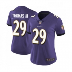 Womens Baltimore Ravens 29 Earl Thomas III Purple Team Color Vapor Untouchable Limited Player Football Jersey