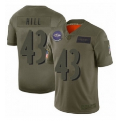 Womens Baltimore Ravens 43 Justice Hill Limited Camo 2019 Salute to Service Football Jersey