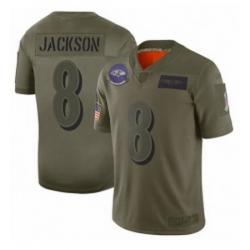 Womens Baltimore Ravens 8 Lamar Jackson Limited Camo 2019 Salute to Service Football Jersey