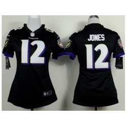 Women's Nike Baltimore Ravens #12 Jacoby Jones Black Alternate Stitched NFL New Elite Jersey