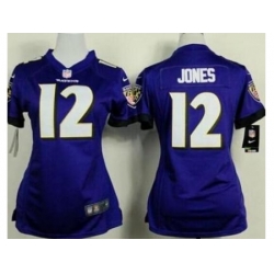 Women's Nike Baltimore Ravens #12 Jacoby Jones Purple Team Color Stitched NFL Jersey