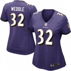 Womens Nike Baltimore Ravens 32 Eric Weddle Game Purple Team Color NFL Jersey