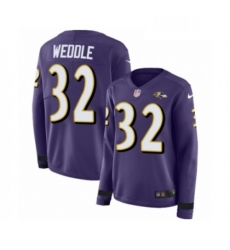 Womens Nike Baltimore Ravens 32 Eric Weddle Limited Purple Therma Long Sleeve NFL Jersey
