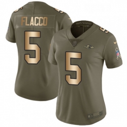 Womens Nike Baltimore Ravens 5 Joe Flacco Limited OliveGold Salute to Service NFL Jersey