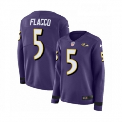 Womens Nike Baltimore Ravens 5 Joe Flacco Limited Purple Therma Long Sleeve NFL Jersey
