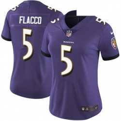 Womens Nike Baltimore Ravens 5 Joe Flacco Purple Team Color Vapor Untouchable Limited Player NFL Jersey