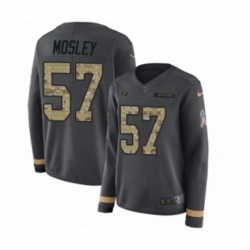 Womens Nike Baltimore Ravens 57 CJ Mosley Limited Black Salute to Service Therma Long Sleeve NFL Jersey