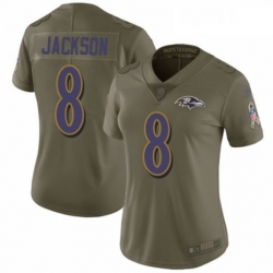 Womens Nike Baltimore Ravens 8 Lamar Jackson Limited Olive 2017 Salute to Service NFL Jersey