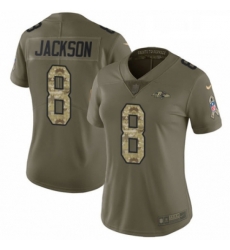 Womens Nike Baltimore Ravens 8 Lamar Jackson Limited OliveCamo Salute to Service NFL Jersey