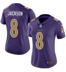 Womens Nike Baltimore Ravens 8 Lamar Jackson Limited Purple Rush Vapor Untouchable NFL Jersey