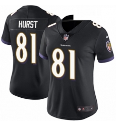 Womens Nike Baltimore Ravens 81 Hayden Hurst Black Alternate Vapor Untouchable Limited Player NFL Jersey